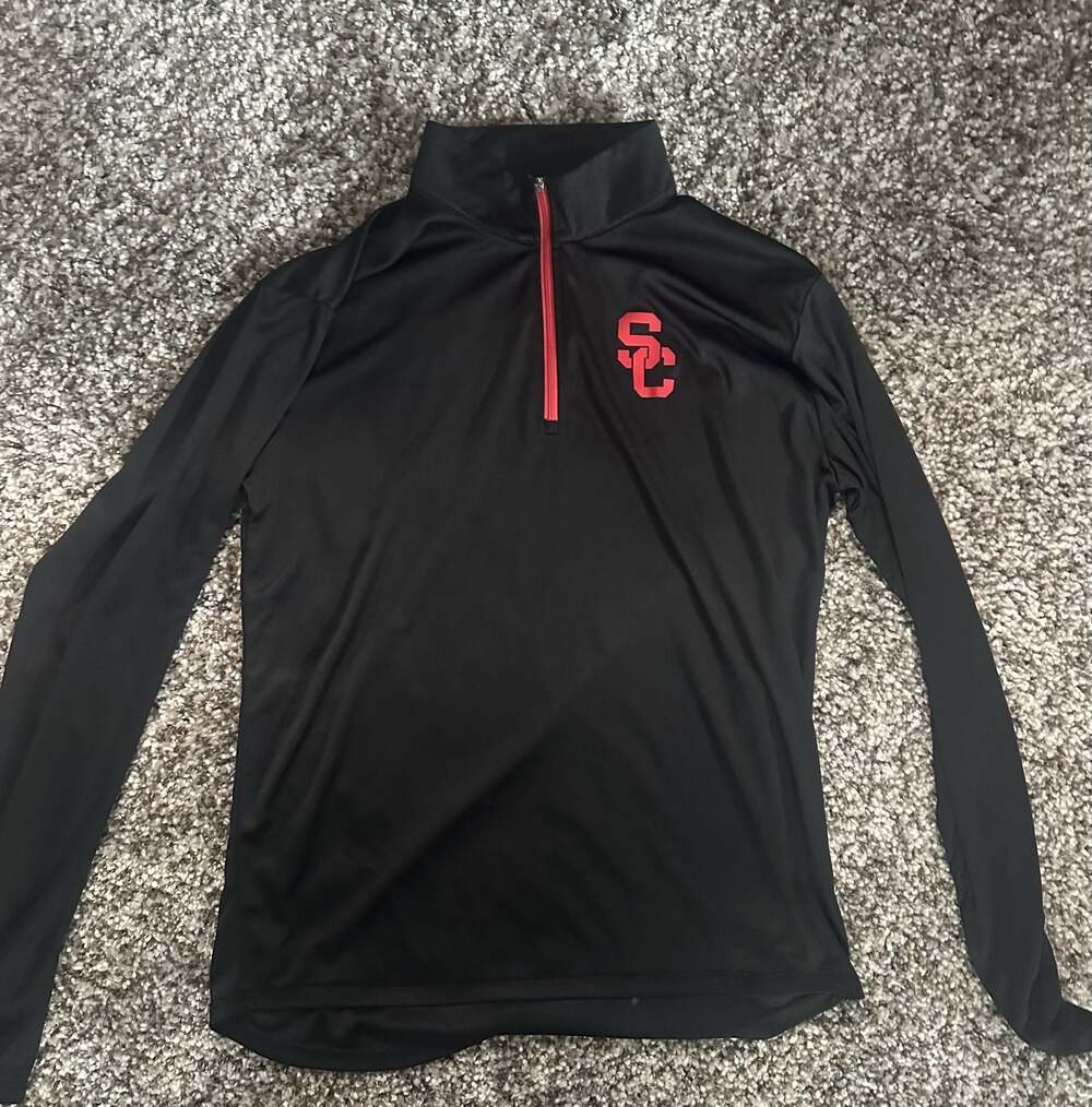 USC Trojans Fight On Authentic Apparel Black 1/4 Zip Pullover